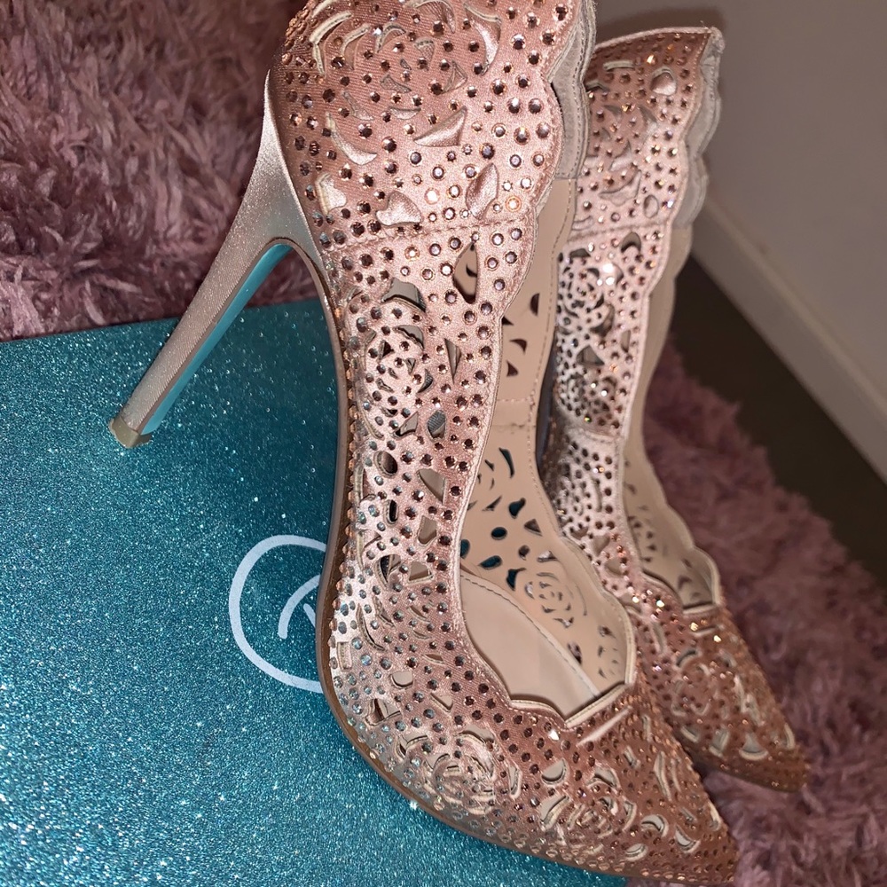 Betsey Johnson Rose Gold Rhinestone heels